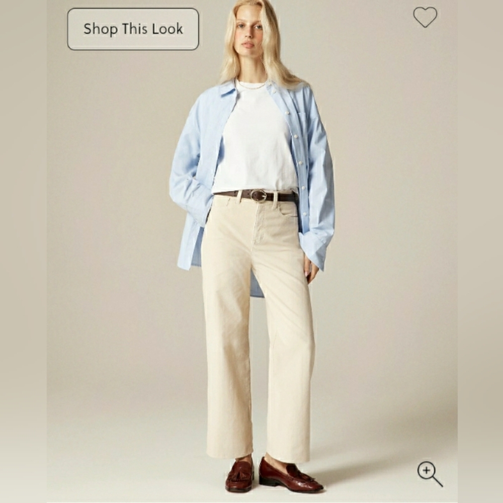 NWT J.Crew Petite slim-wide pant in corduroy In Pale Bone.  CN737 Winter White